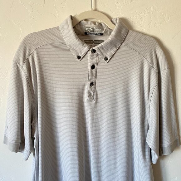 Callaway Collection Supercare Technology Golf Polo Light Gray Stripe XL - Picture 3 of 8